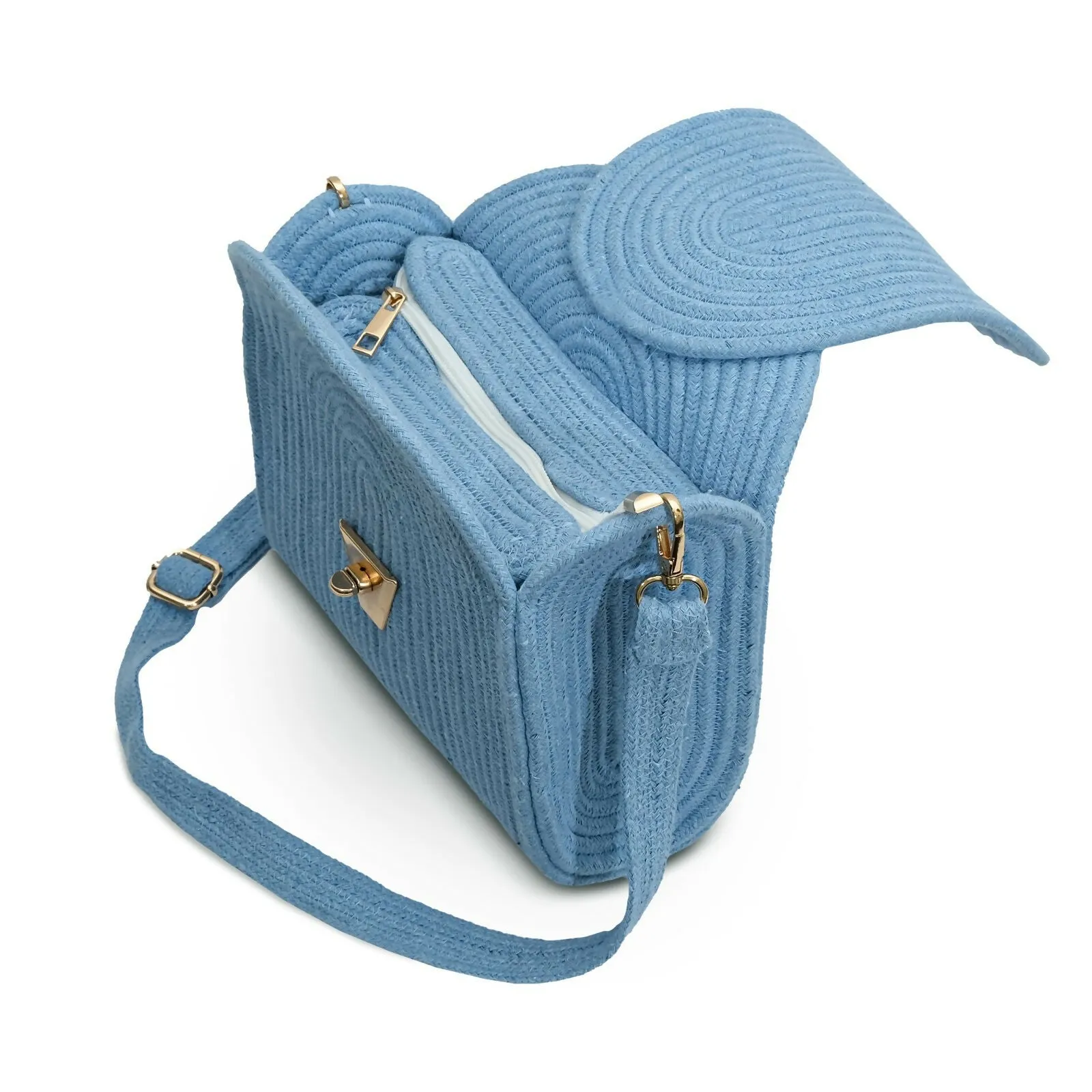 Goodeez Artistic Sky Blue Handcrafted Crossbody Sling Bag for Women