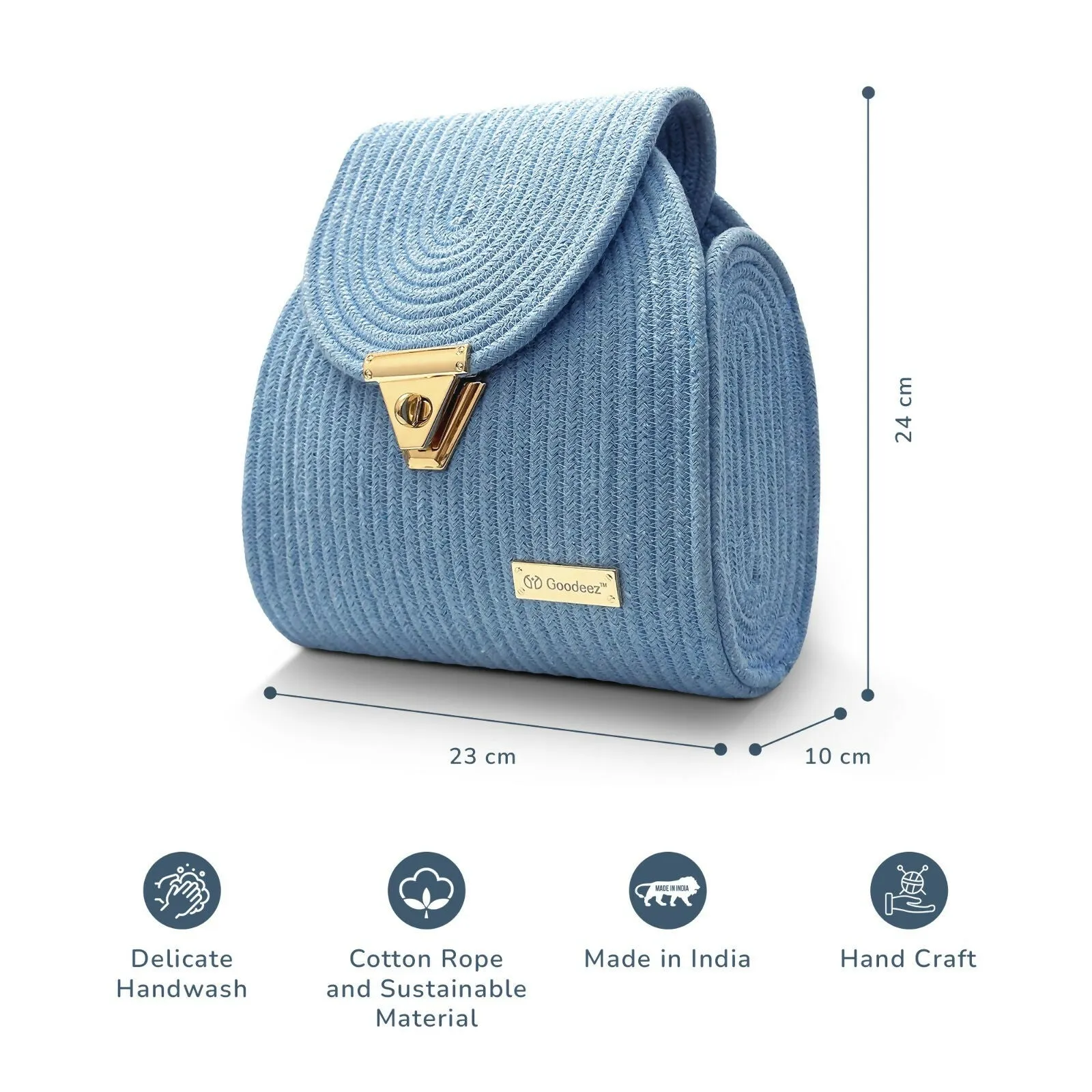 Goodeez Artistic Sky Blue Handcrafted Crossbody Sling Bag for Women