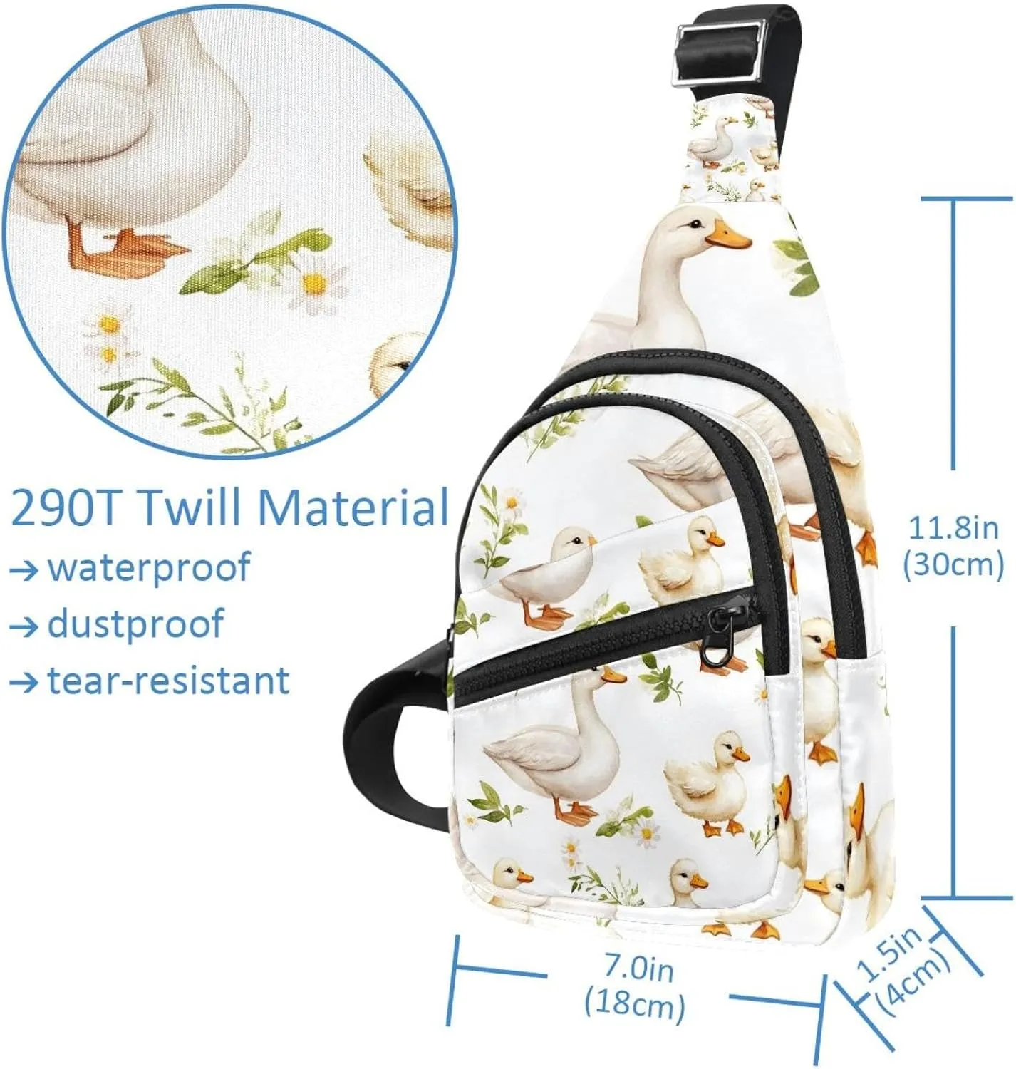 Goose Duck Sling Backpack, Adjustable Crossbody Shoulder Bag Travel Hiking Daypack
