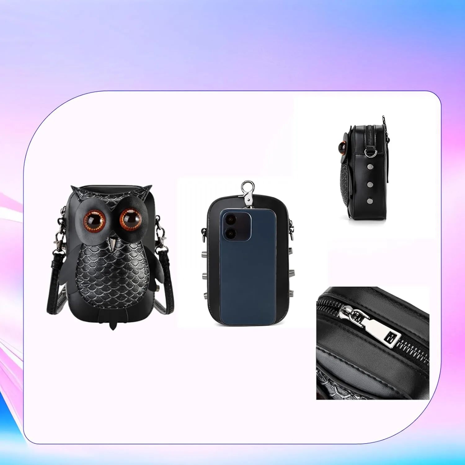 Gothic Owl Crossbody Bag Renaissance Accessories Shoulder Bag Steampunk Belt Pouch Women Cute Cell Phone Novelty Purse