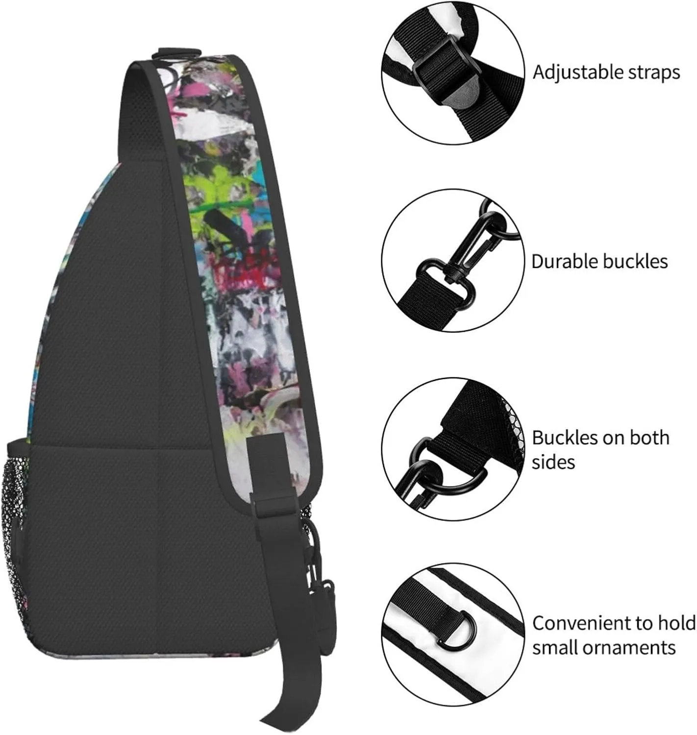 Graffiti Shoulder Bag Funny Sling Backpack Daypack Casual Backpack Hiking Bag Cool Backpack Bag