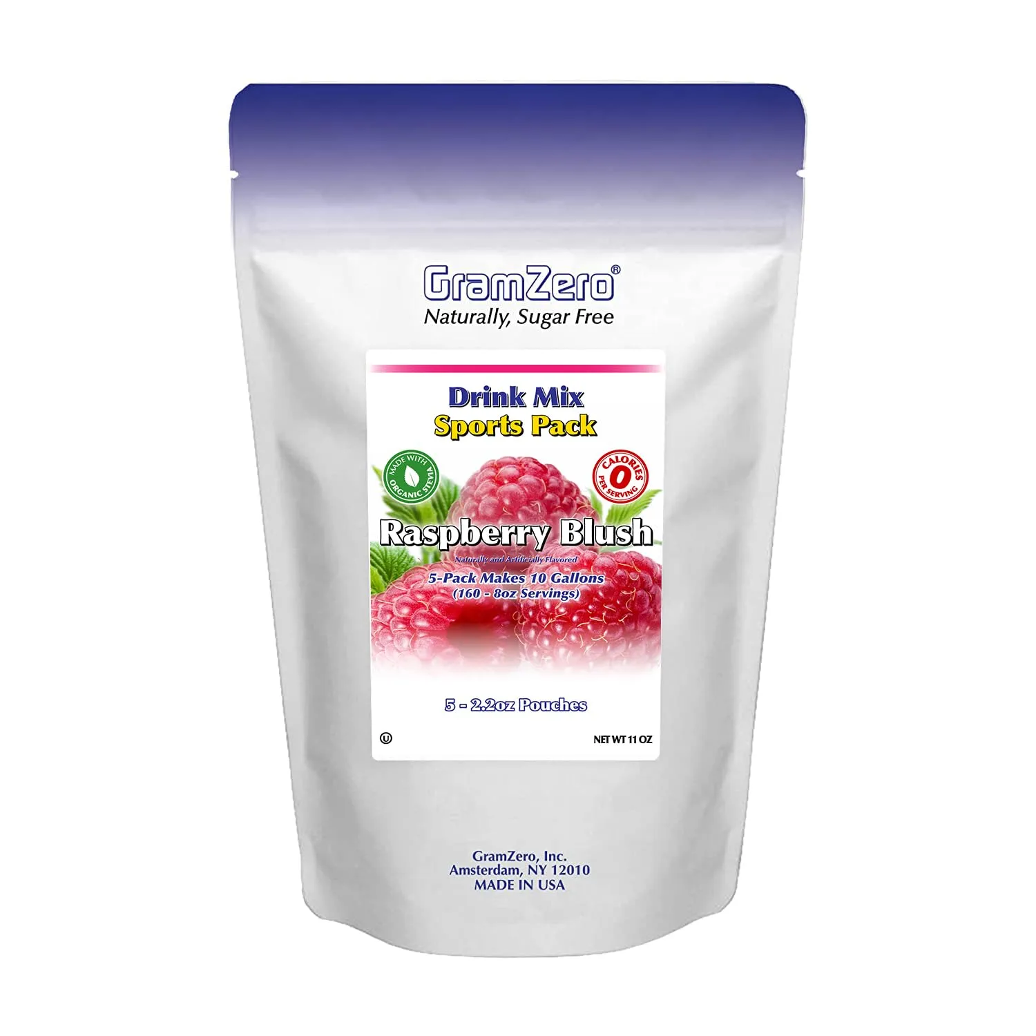 GramZero Raspberry Blush Sugar Free Drink Mix Sports Pack, Great For Nutrition Club Loaded Teas, Zero Calorie, Stevia Sweetened