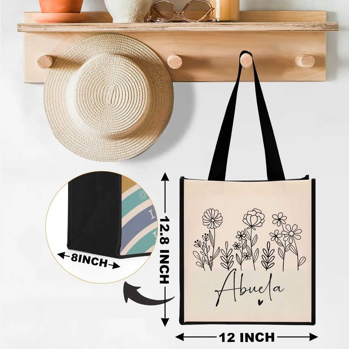 Grandma Mimi Gigi Grammy Nana Memaw Nanny Mama Mum Mom Auntie Gifts Reusable Canvas Tote Bag for Women