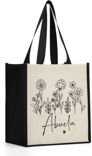 Grandma Mimi Gigi Grammy Nana Memaw Nanny Mama Mum Mom Auntie Gifts Reusable Canvas Tote Bag for Women