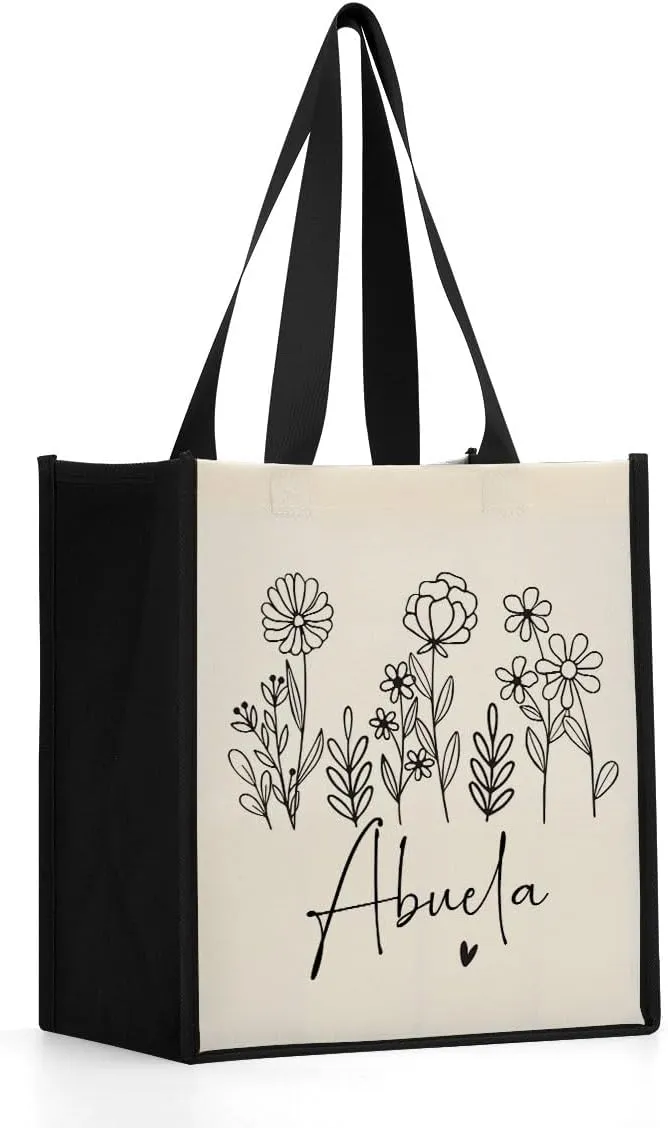 Grandma Mimi Gigi Grammy Nana Memaw Nanny Mama Mum Mom Auntie Gifts Reusable Canvas Tote Bag for Women