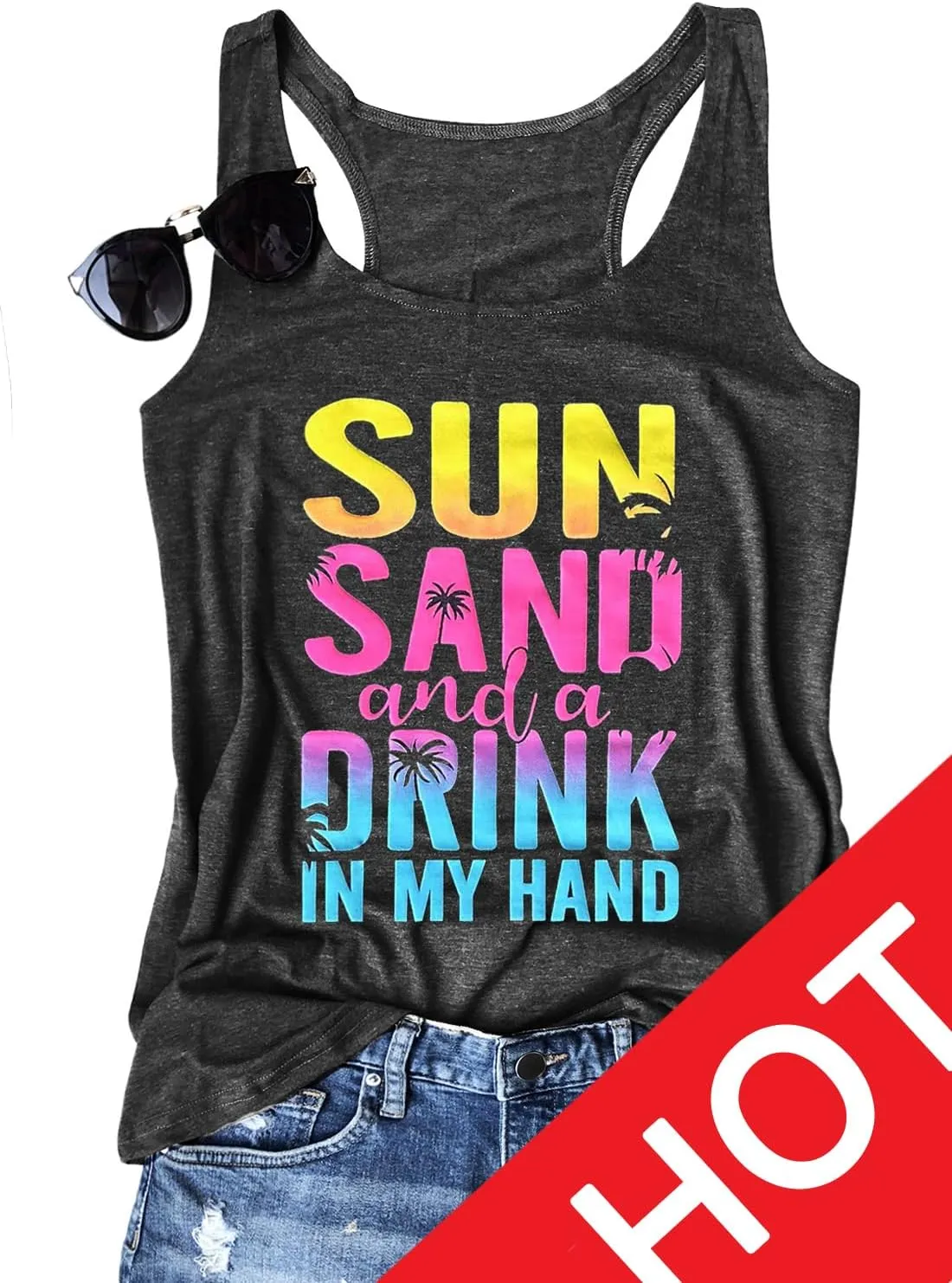 Graphic Tees for Women Summer Tank Tops Vacation Outfits for Women Country Concert Tops Summer Racer Back Tank Tops