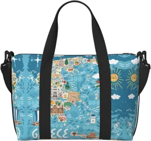 Greece Map Printingtravel Gym Bag For Tote Bag Carry On Luggage Sport Duffle