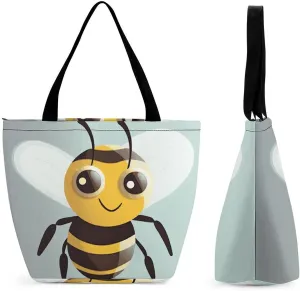 Grocery Bag Reusable Tote Bag Foldable Cartoon Alpaca Shopping Bag Handbag Washable Shoulder Bag for Travel
