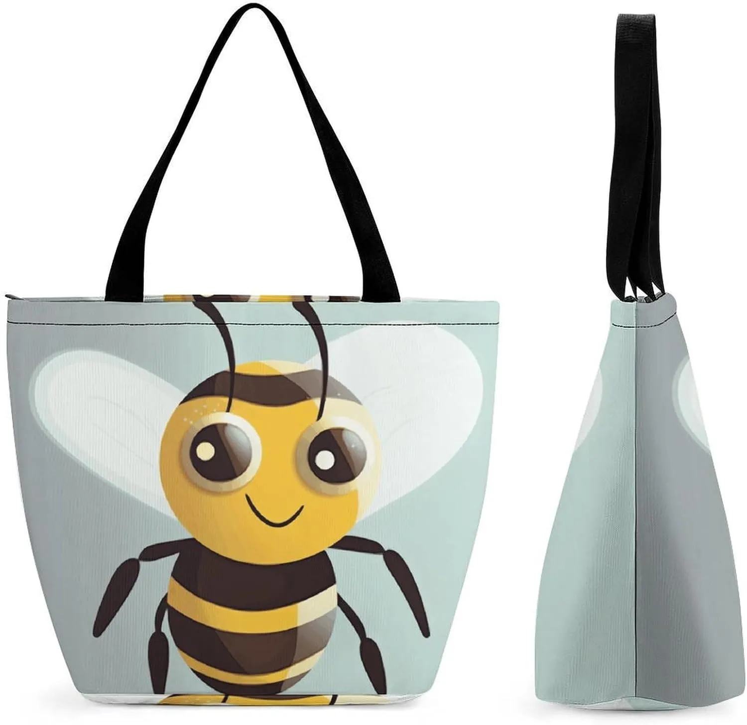 Grocery Bag Reusable Tote Bag Foldable Cartoon Alpaca Shopping Bag Handbag Washable Shoulder Bag for Travel