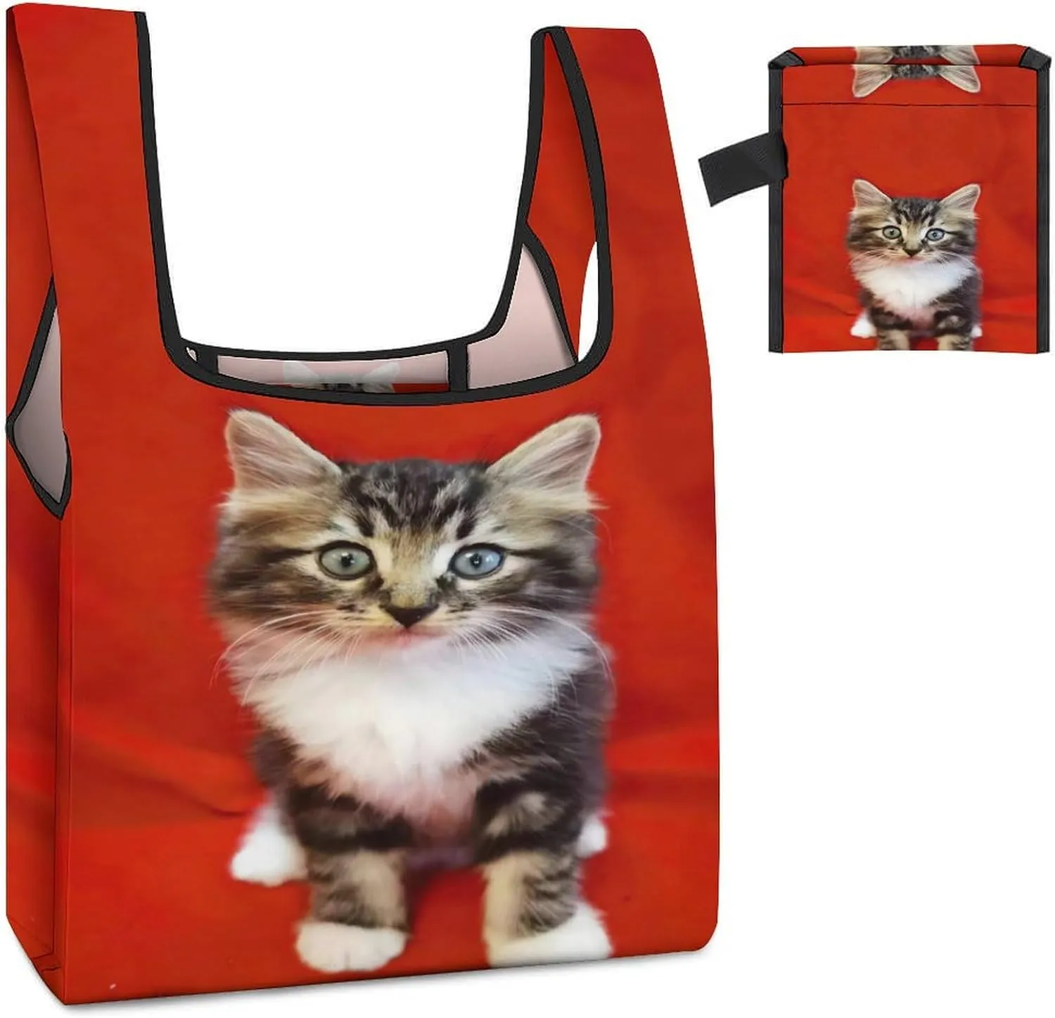 Grocery Bag Reusable Tote Bag Foldable Cute Little Fox Shopping Bag Handbag Washable Shoulder Bag for Travel
