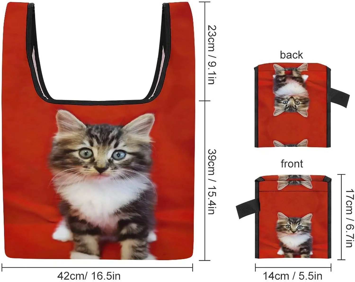 Grocery Bag Reusable Tote Bag Foldable Cute Little Fox Shopping Bag Handbag Washable Shoulder Bag for Travel