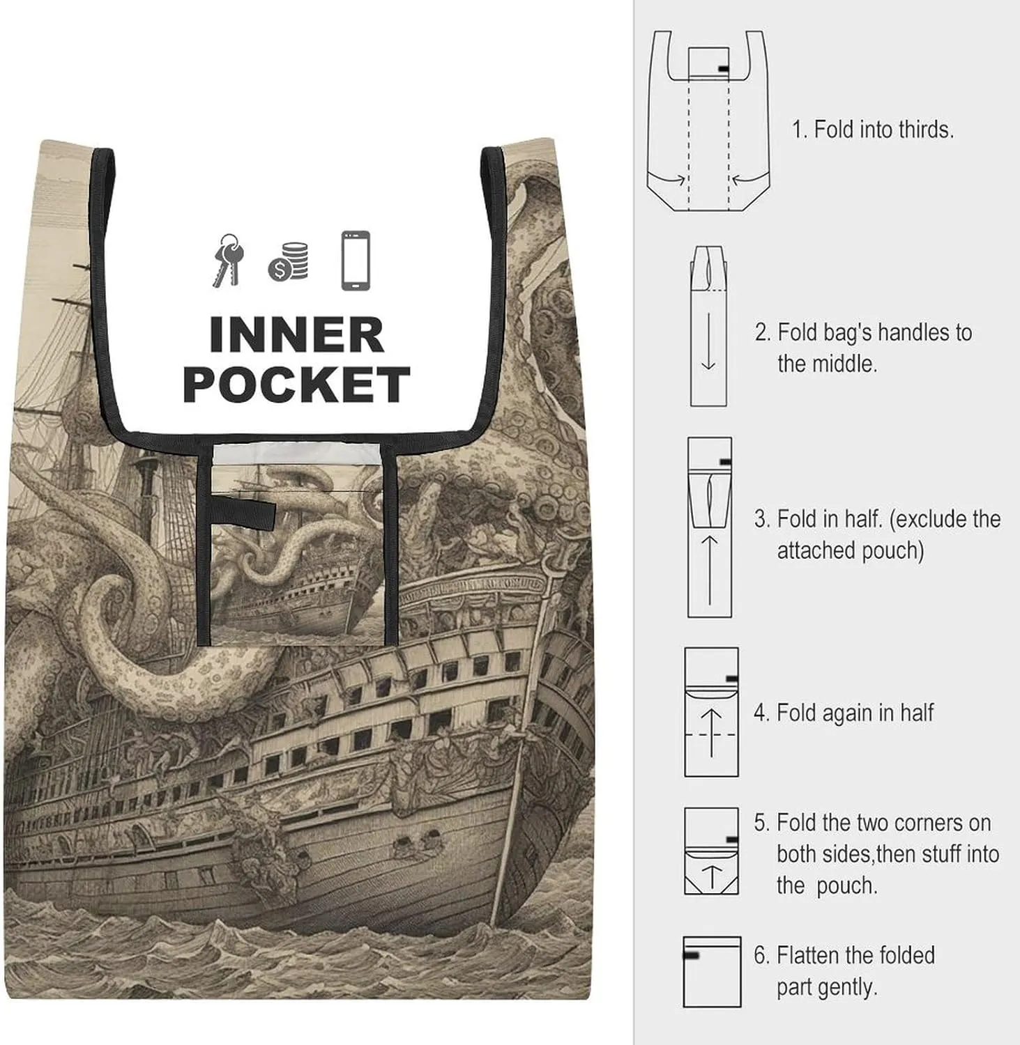 Grocery Bag Reusable Tote Bag Foldable Round Ball Christmas Tree Shopping Bag Handbag Washable Shoulder Bag for Travel