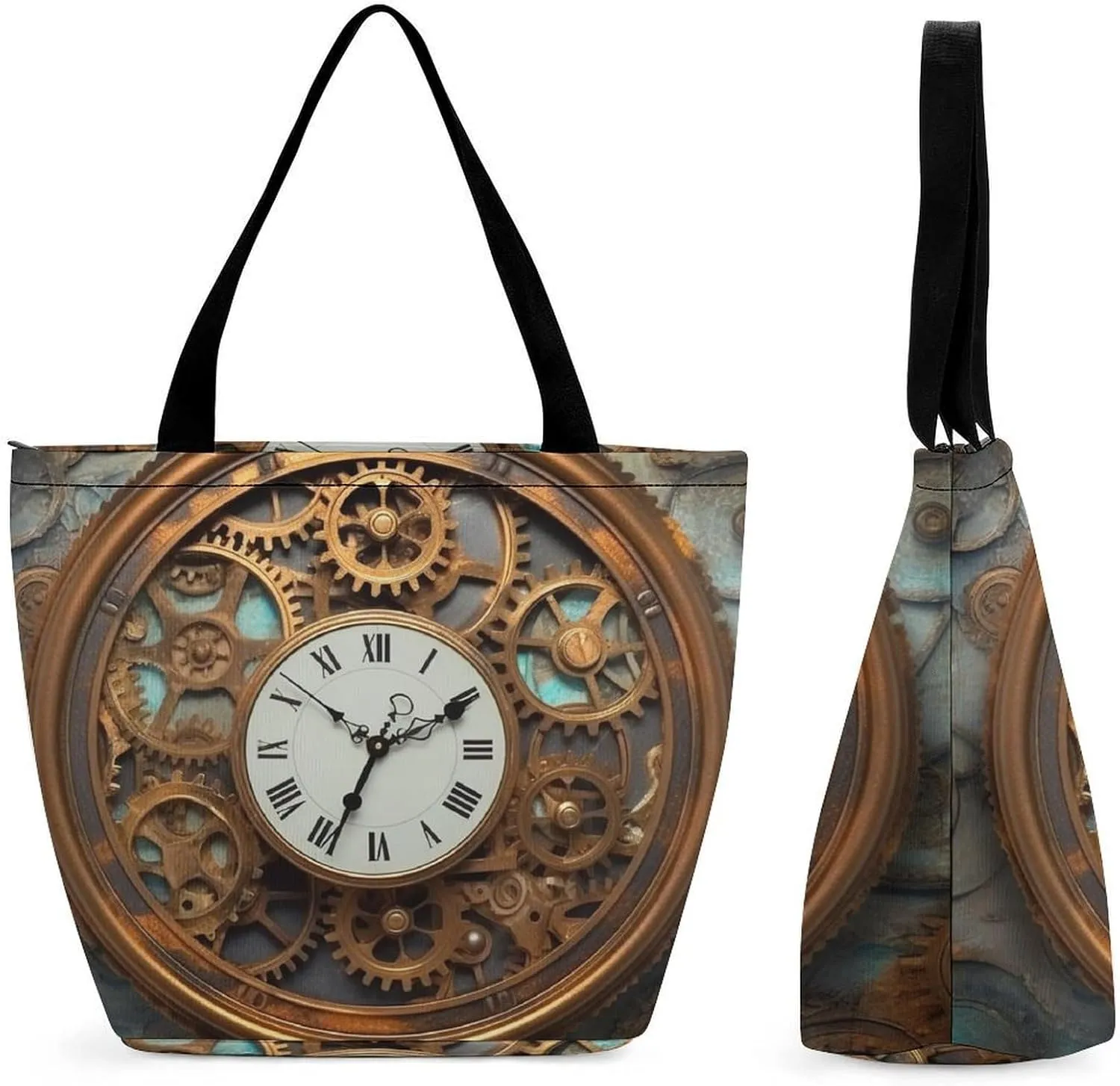 Grocery Bag Reusable Tote Bag Foldable Steam Locomotive Train Shopping Bag Handbag Washable Shoulder Bag for Travel