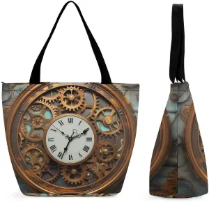 Grocery Bag Reusable Tote Bag Foldable Steam Locomotive Train Shopping Bag Handbag Washable Shoulder Bag for Travel
