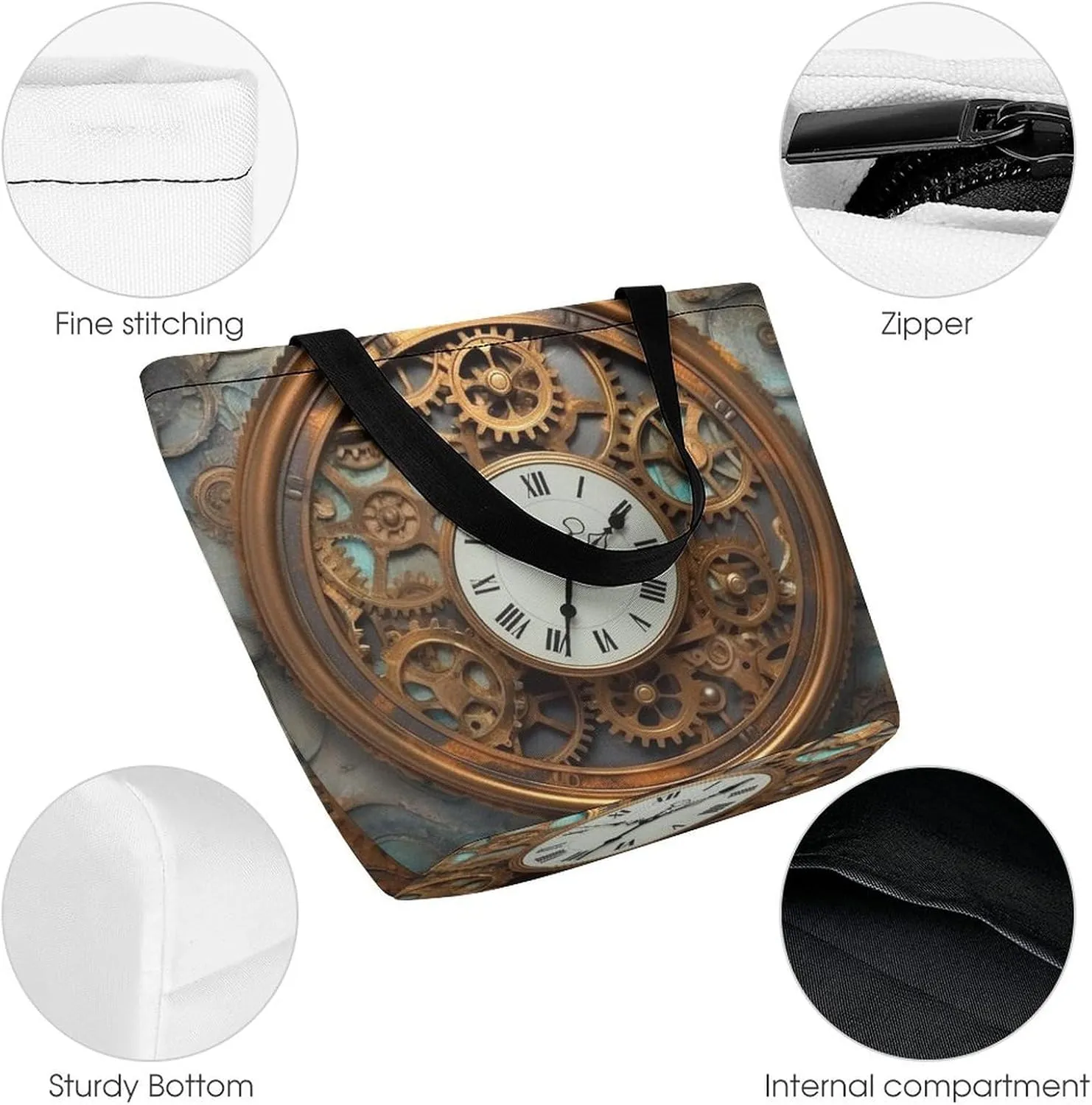 Grocery Bag Reusable Tote Bag Foldable Steam Locomotive Train Shopping Bag Handbag Washable Shoulder Bag for Travel