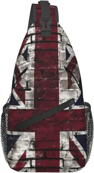 Grunge Uk Flag, Great Britain, Punk Style Distressed Chest Sling Bag Crossbody Shoulder Backpack Bag Gym Cycling Travel Hiking Daypack Cross Bag