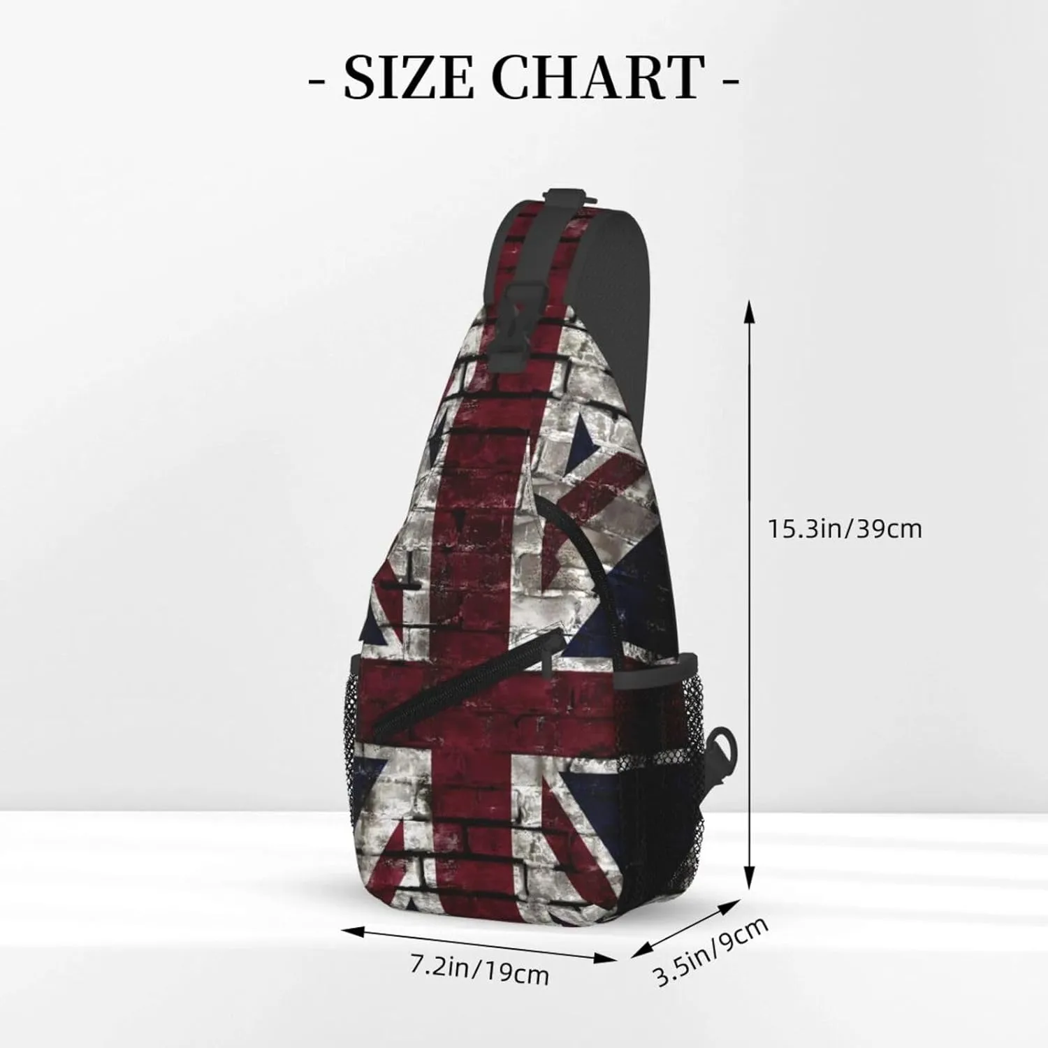 Grunge Uk Flag, Great Britain, Punk Style Distressed Chest Sling Bag Crossbody Shoulder Backpack Bag Gym Cycling Travel Hiking Daypack Cross Bag
