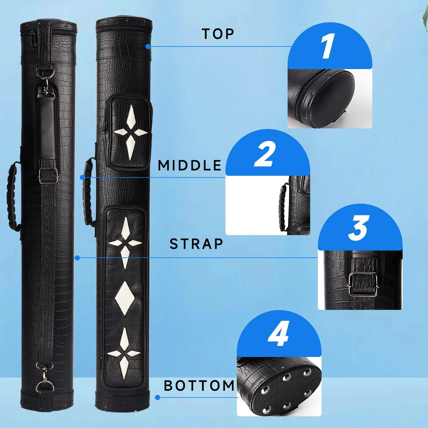 GSE Games & Sports Expert 2x2 Deluxe Hard Billiard Pool Cue Stick Carrying Case, Billiard Cue Case, Billiards Accessories (Several Colors Available)