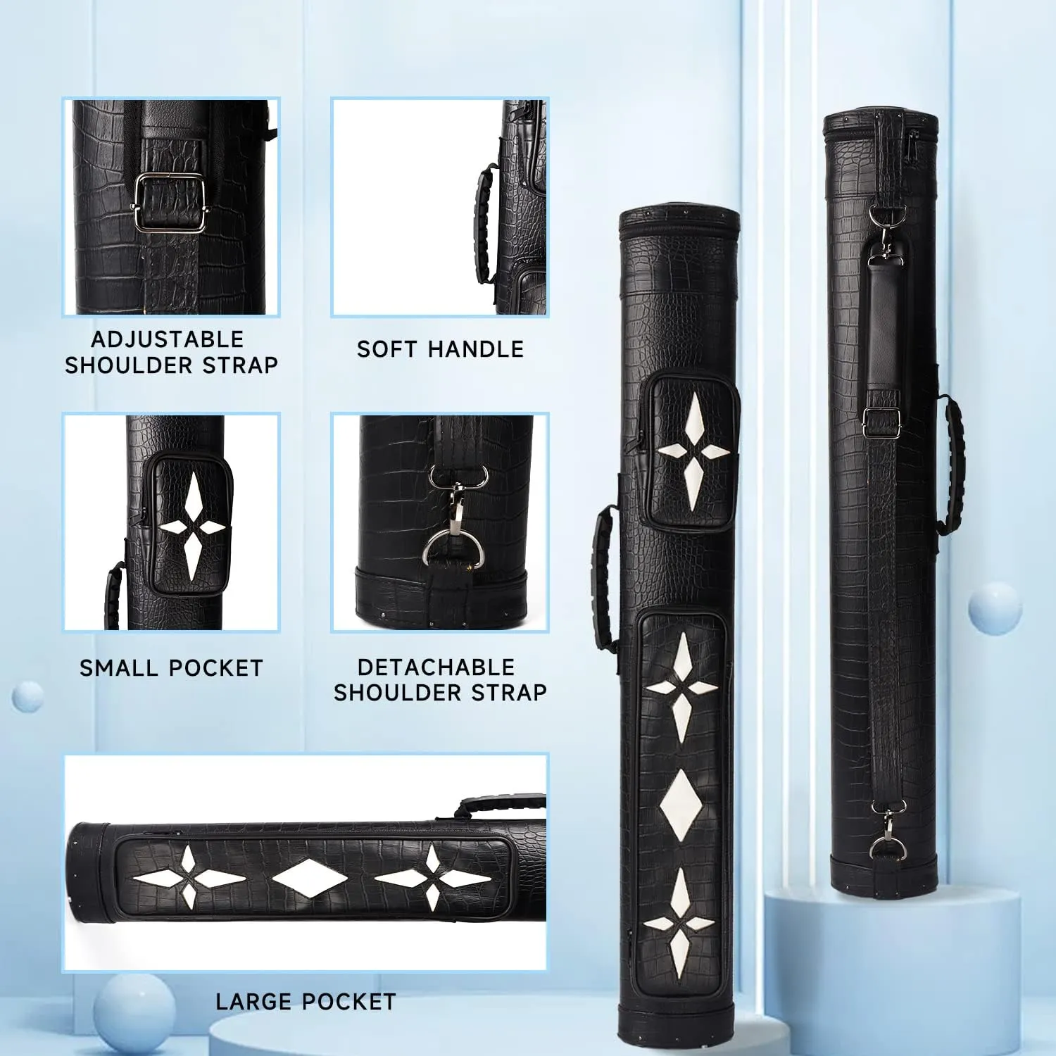 GSE Games & Sports Expert 2x2 Deluxe Hard Billiard Pool Cue Stick Carrying Case, Billiard Cue Case, Billiards Accessories (Several Colors Available)