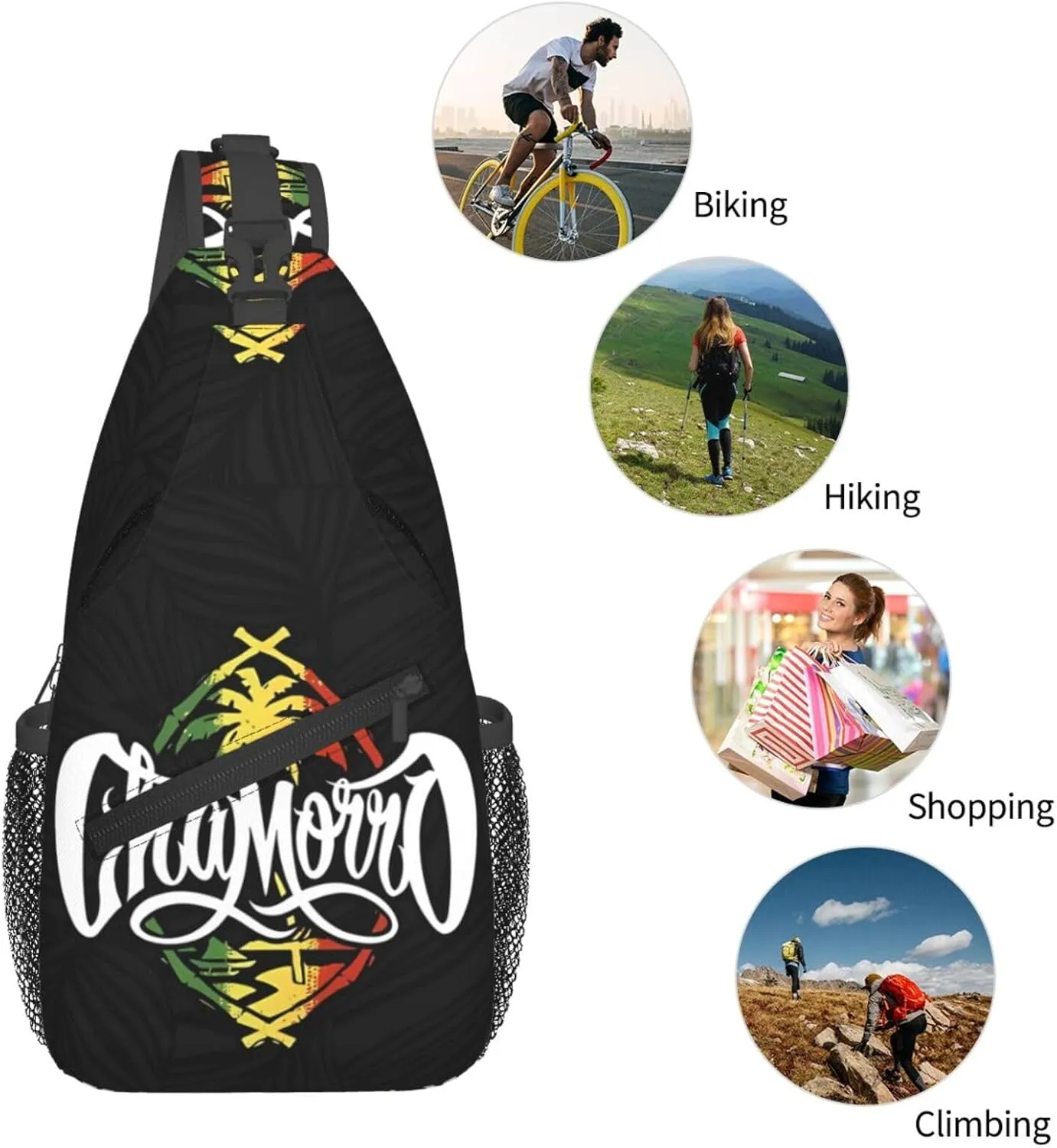 Guam Chamorro Pride Flag Chest Sling Bag Crossbody Shoulder Backpack Bag Gym Cycling Travel Hiking Daypack Cross Bag