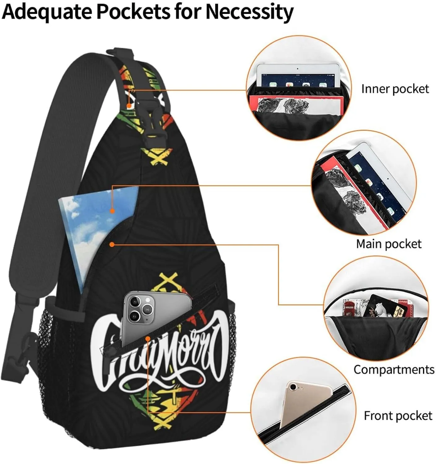 Guam Chamorro Pride Flag Chest Sling Bag Crossbody Shoulder Backpack Bag Gym Cycling Travel Hiking Daypack Cross Bag