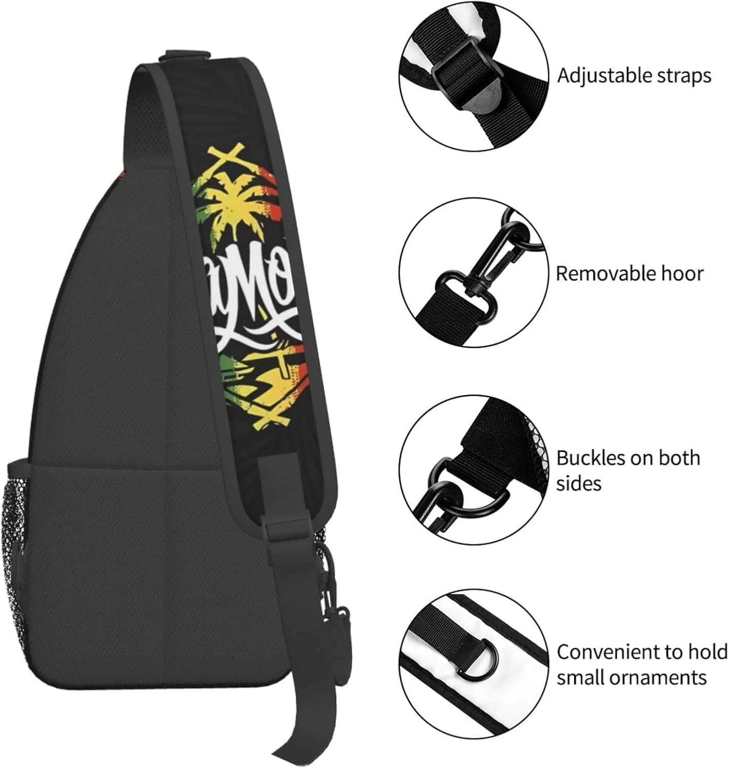Guam Chamorro Pride Flag Chest Sling Bag Crossbody Shoulder Backpack Bag Gym Cycling Travel Hiking Daypack Cross Bag