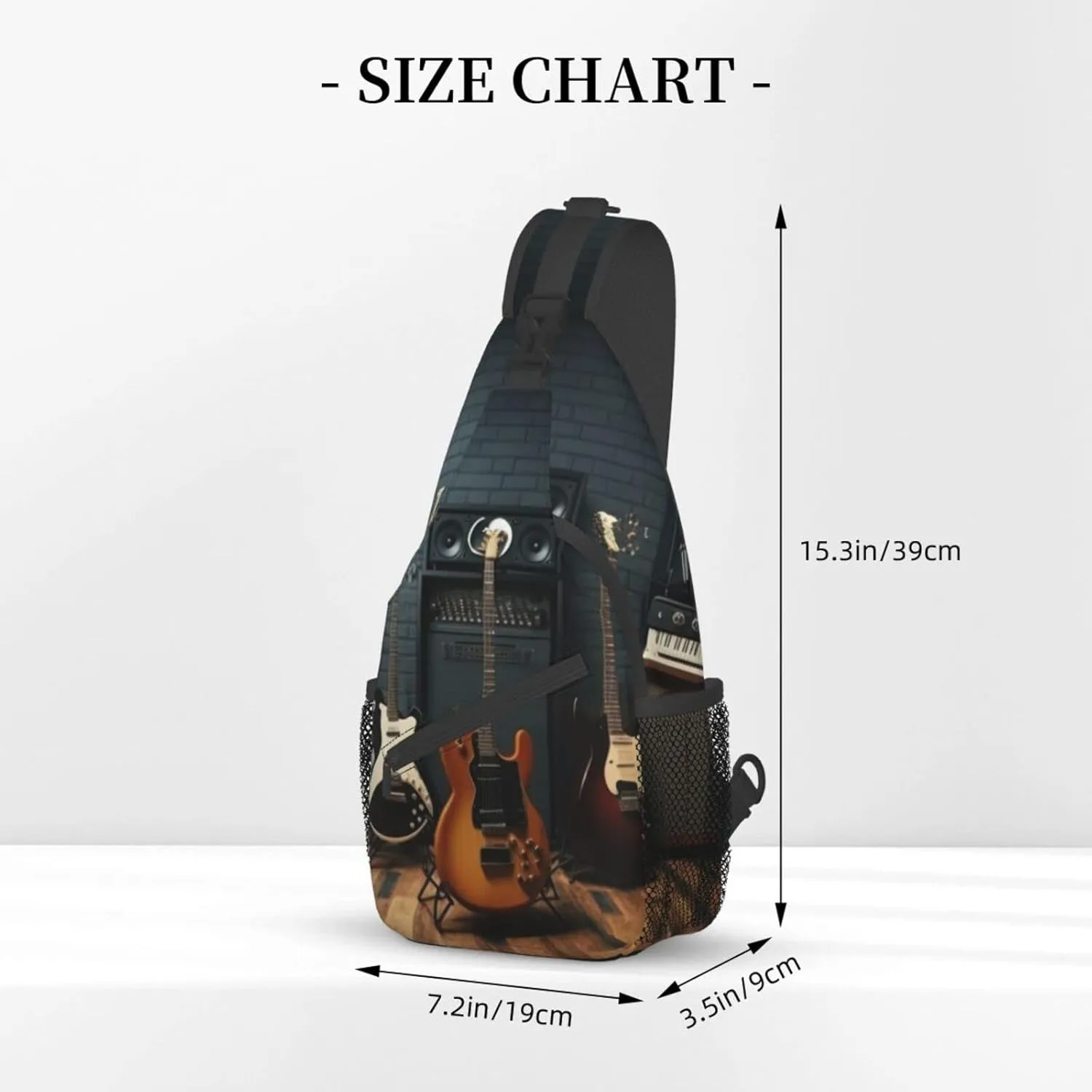 Guitar Collectio Outdoor Cross-body Shoulder Bag, Unisex Backpack For Women Men Young Hiking Travel