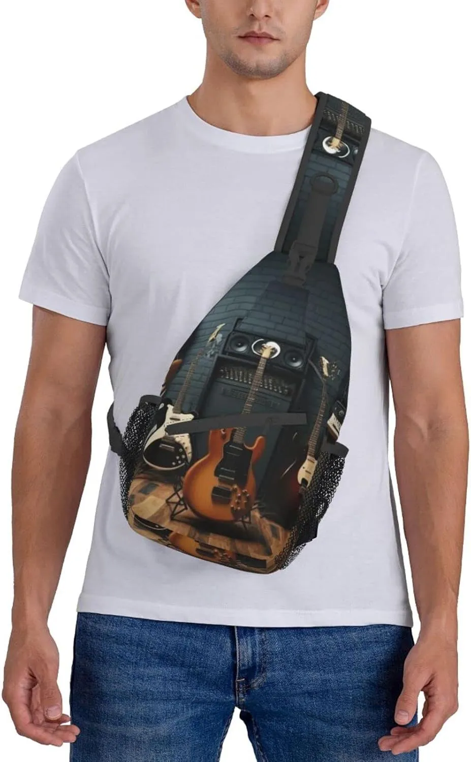 Guitar Collectio Outdoor Cross-body Shoulder Bag, Unisex Backpack For Women Men Young Hiking Travel
