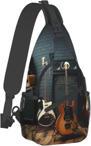 Guitar Collectio Outdoor Cross-body Shoulder Bag, Unisex Backpack For Women Men Young Hiking Travel