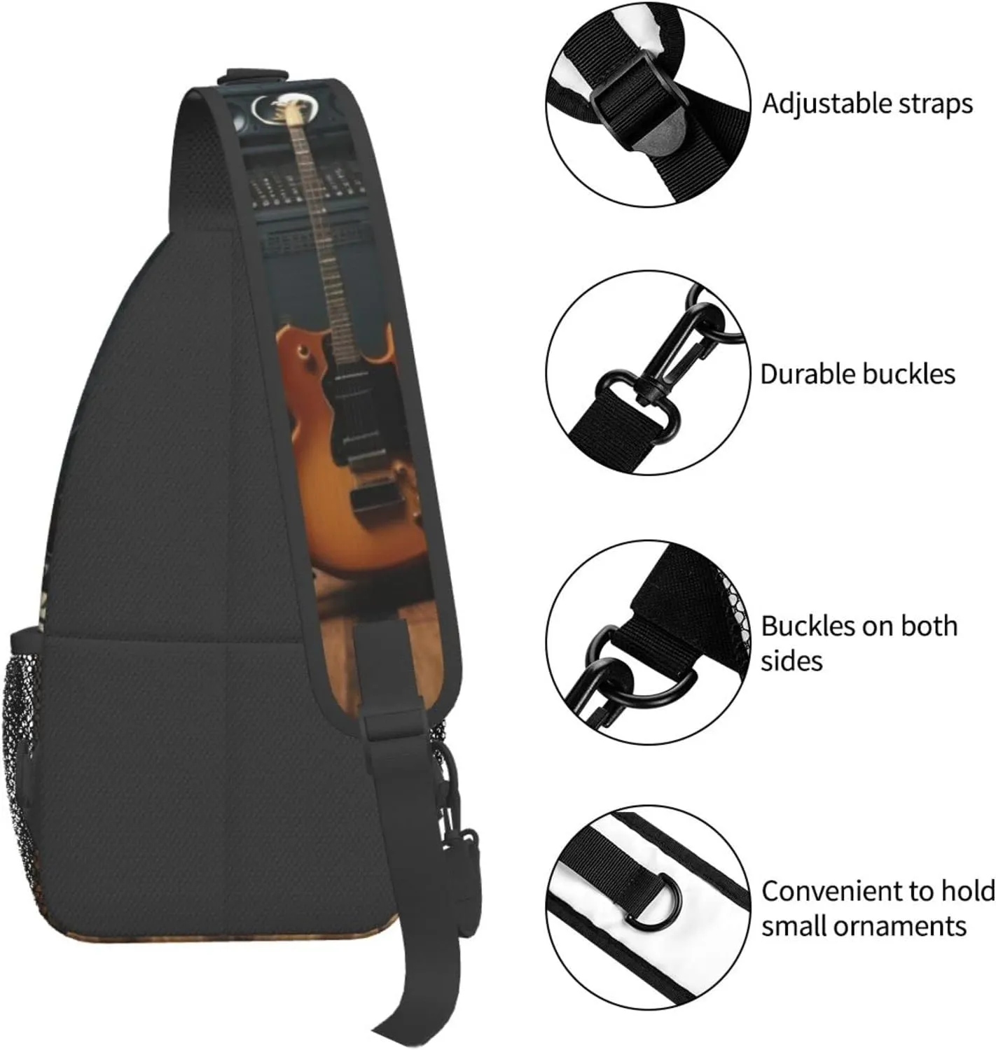 Guitar Collectio Outdoor Cross-body Shoulder Bag, Unisex Backpack For Women Men Young Hiking Travel