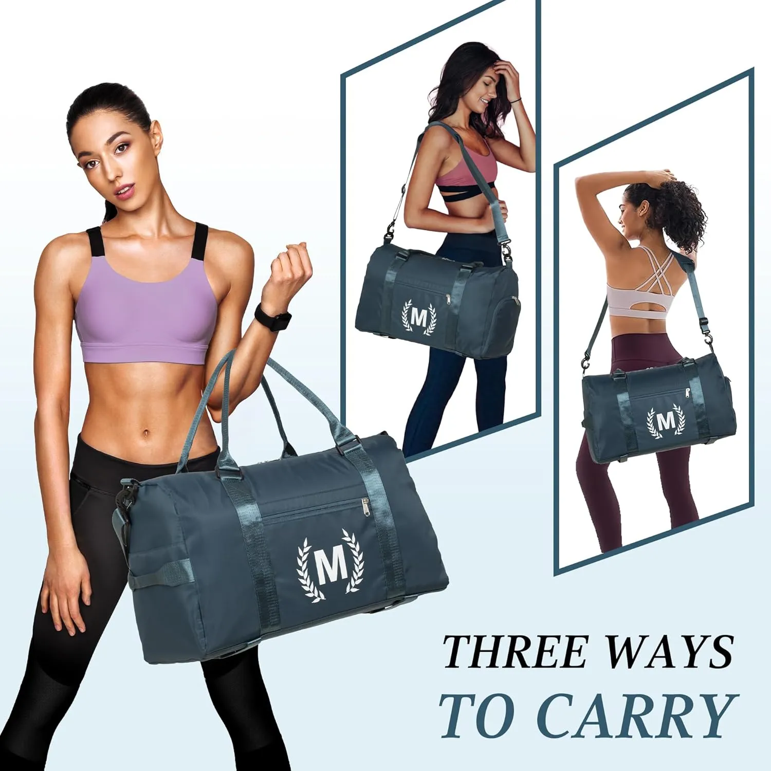 Gym & Sports Duffle Bag, Black, T Size, Polyester, Water Resistant, 5 Compartments, Zipper Closure, Web Handle, Fixed Strap, Perfect for Gym, Sports, Travel & Everyday Use