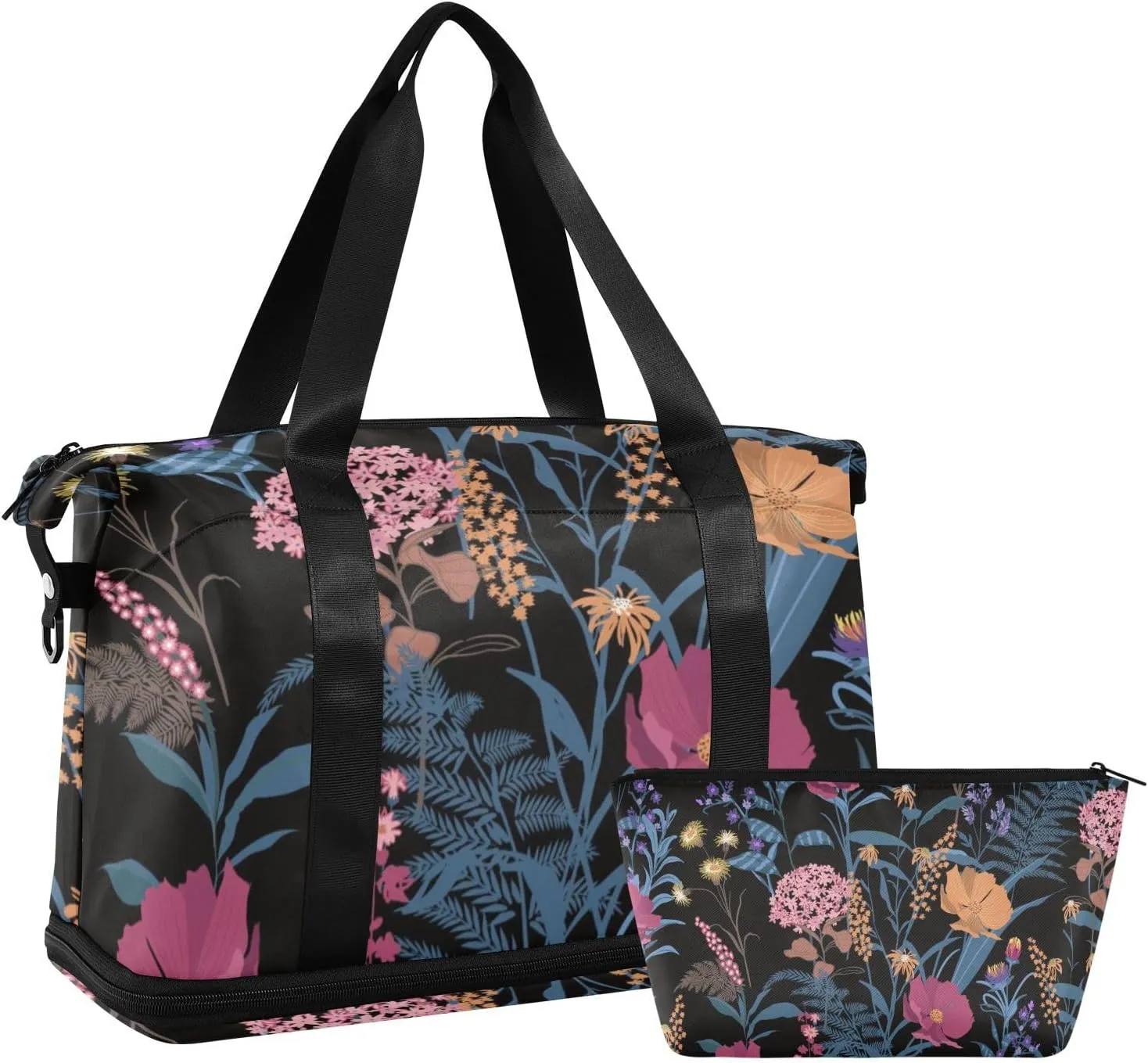 Gym Bag for Women, Personal Item Travel Duffel Bag with Shoes Compartment Weekender Overnight Bag with Wet Pocket Carry On Bag Multicolor 12