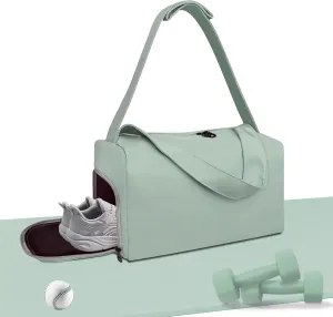 Gym Bag for Women with Shoes Compartmen, Duffle Travel Bag for Plane, Lightweight Gym Bag for Women & Men, Sports Tote Bag with Wet Pocket for Swim, Yoga, Dance - Grey green（22L）