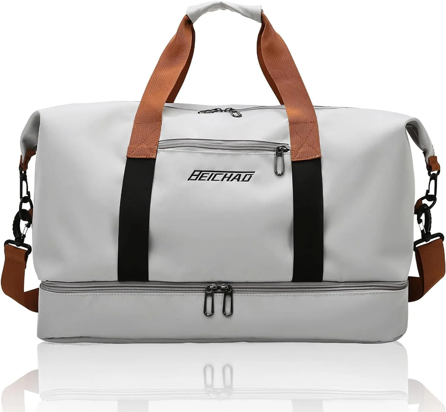 Gym Bag for Women,Travel Duffle Bag with Shoe Compartment & Wet Pocket,Carry On Weekender Overnight Tote Bag for Women Men,Travel,Workout,Yoga,Swimming,Grey