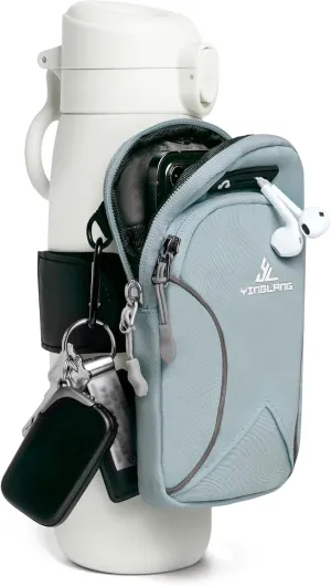 Gym Water with Phone Holder & Wallet, Water Bottle Caddy Versatile Sleeve Bag for Running Sports & Daily Use