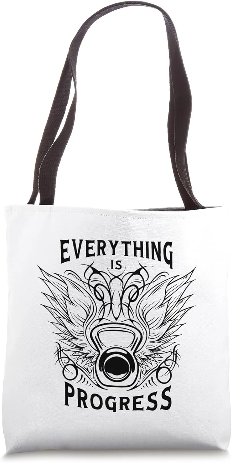 Gym Workout Funny - Everything Is Progress Tote Bag