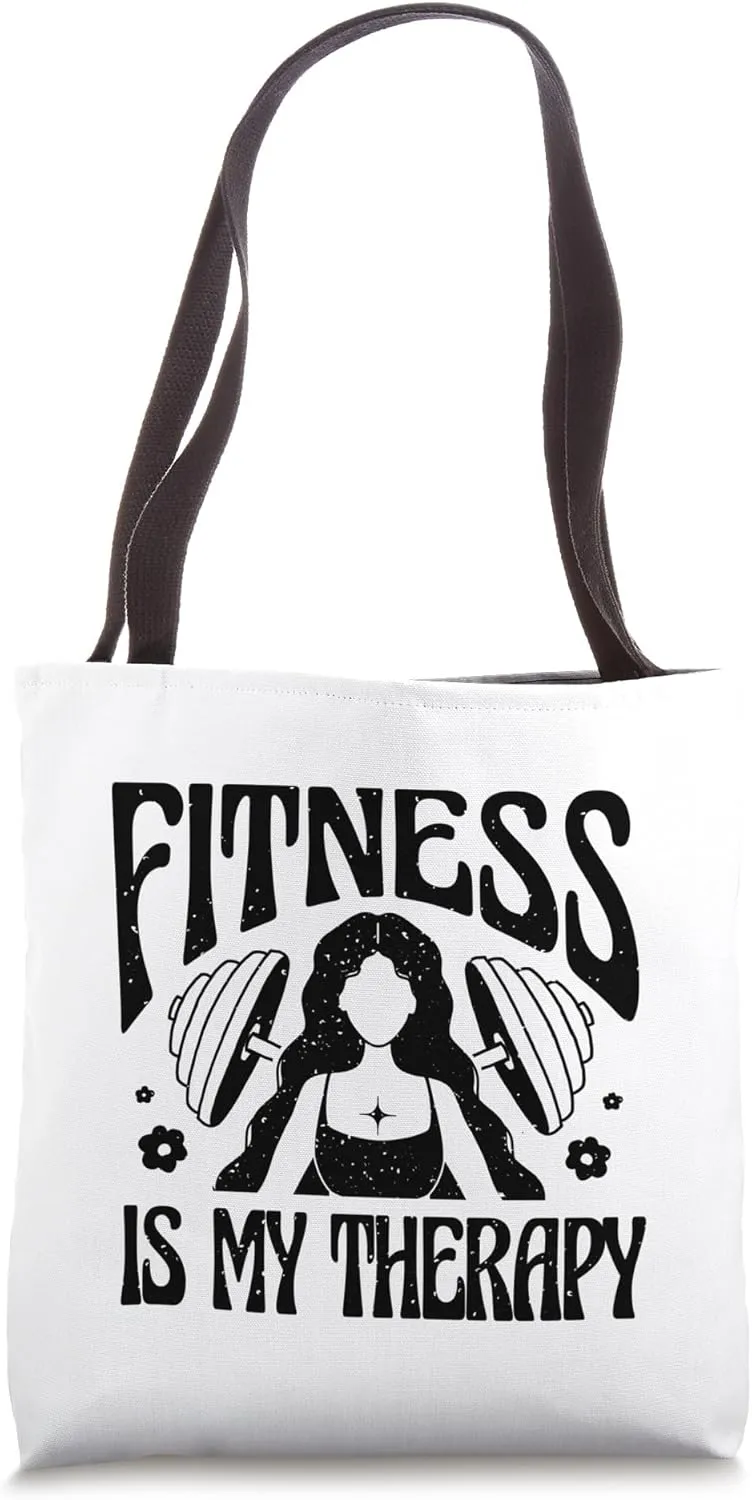Gym Workout Funny - Fitness Is My Therapy Tote Bag