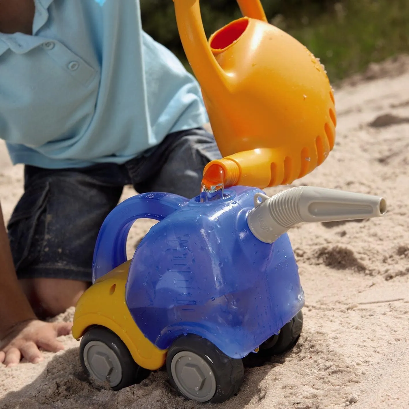 HABA Sand Play Tanker Truck & Funnel, Beach Trucks to Use in Sandbox for Toddlers 1-3, Construction Toys and Toddler Beach Toys for 18 Months and Up