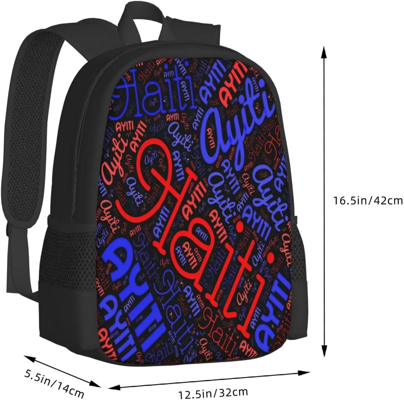 Haiti Haitian Flag Casual Backpack Large Capacity Backpacks 15 Inch Laptop Back Pack Travel Rucksack Daypack Commuter Bags with Adjustable Strap for Camping