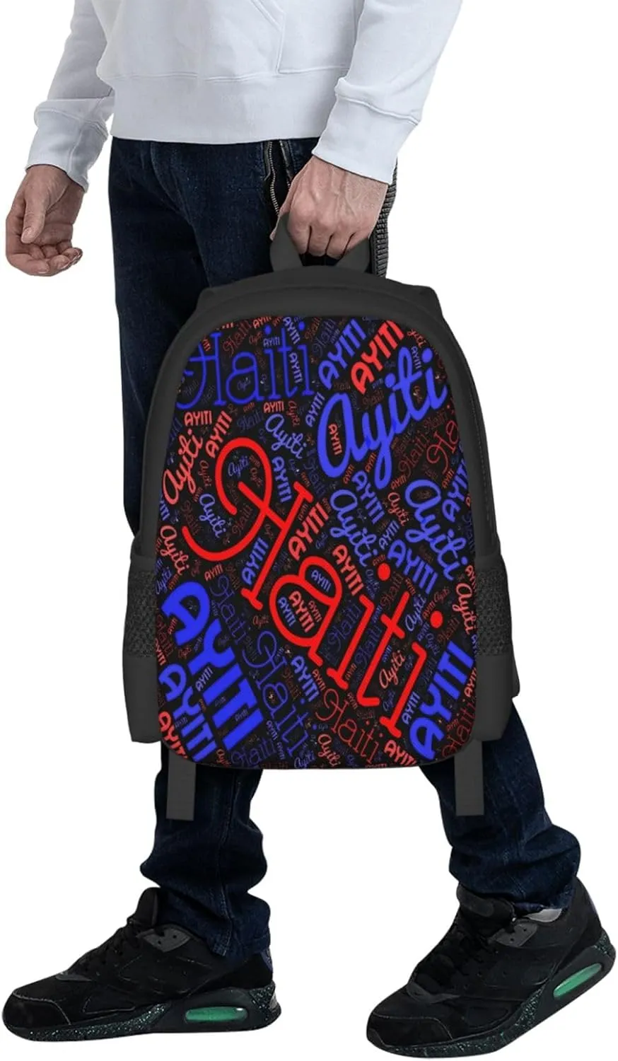 Haiti Haitian Flag Casual Backpack Large Capacity Backpacks 15 Inch Laptop Back Pack Travel Rucksack Daypack Commuter Bags with Adjustable Strap for Camping