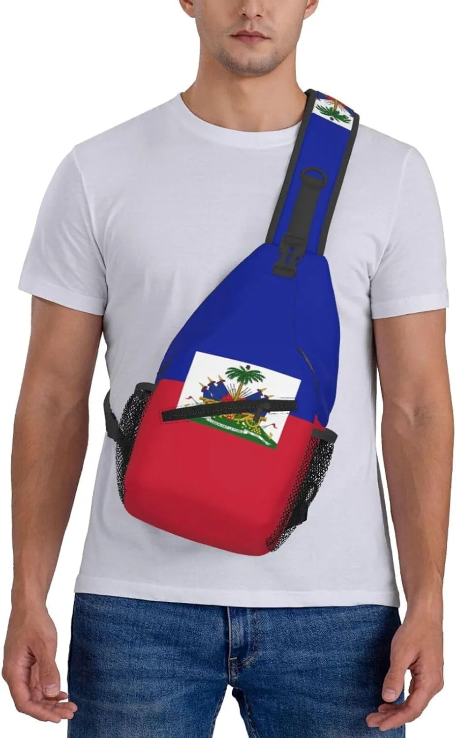 Haiti Shoulder Bag Haiti Flag Sling Backpack Daypack Casual Bag Haitian Backpack Bag for Outdoor