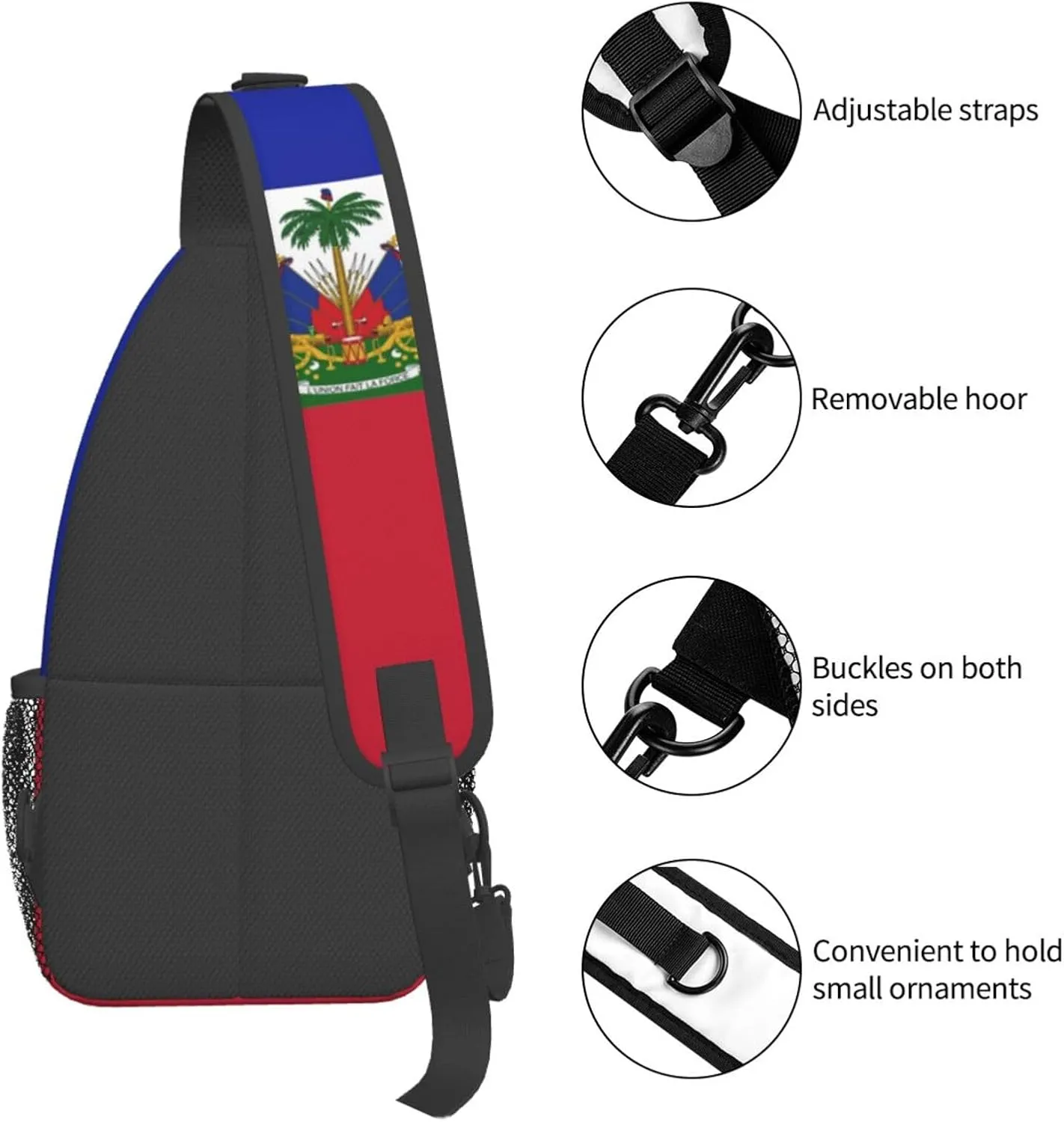 Haiti Shoulder Bag Haiti Flag Sling Backpack Daypack Casual Bag Haitian Backpack Bag for Outdoor