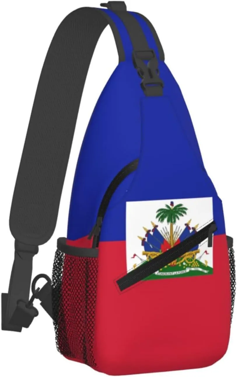 Haiti Shoulder Bag Haiti Flag Sling Backpack Daypack Casual Bag Haitian Backpack Bag for Outdoor