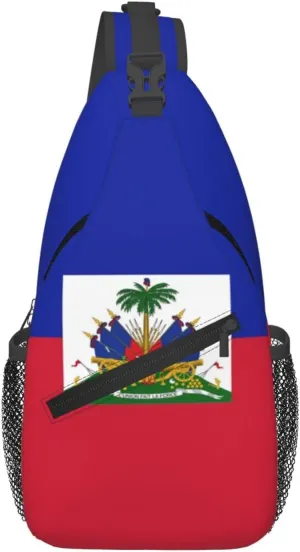 Haiti Shoulder Bag Haiti Flag Sling Backpack Daypack Casual Bag Haitian Backpack Bag for Outdoor