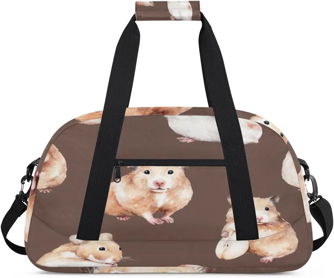 Hamsters Apples Gym Duffel Bag for Men Women Animal Hamsters Sports Tote Bag with Adjustable Shoulder Strap for Dance Gymnastics Traveling Outdoor Camping Overnight Stay