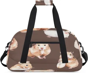 Hamsters Apples Gym Duffel Bag for Men Women Animal Hamsters Sports Tote Bag with Adjustable Shoulder Strap for Dance Gymnastics Traveling Outdoor Camping Overnight Stay