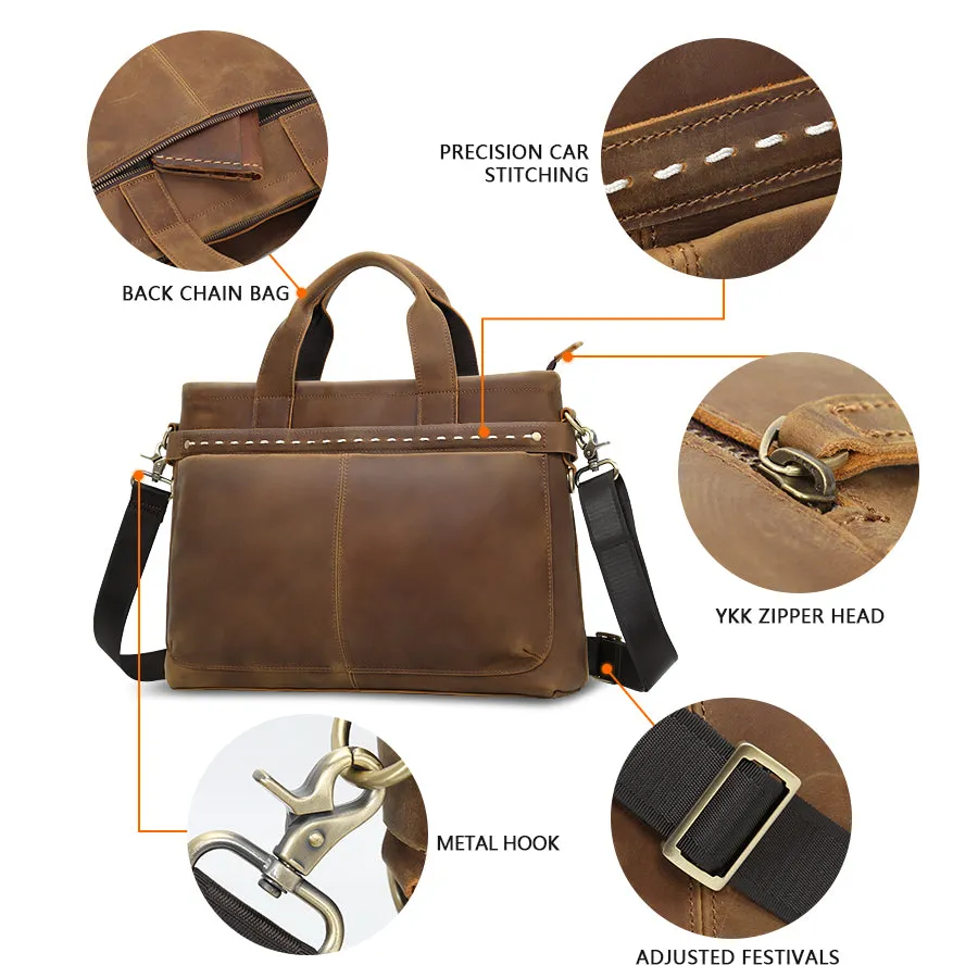 Handmade Classic Leather Laptop Briefcase for Professionals