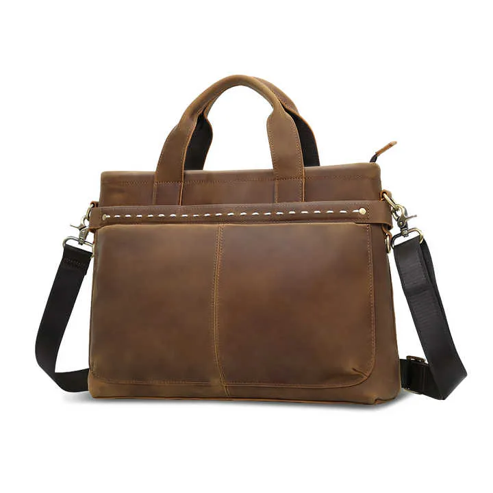 Handmade Classic Leather Laptop Briefcase for Professionals