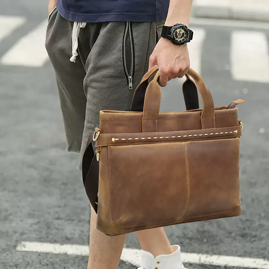 Handmade Classic Leather Laptop Briefcase for Professionals