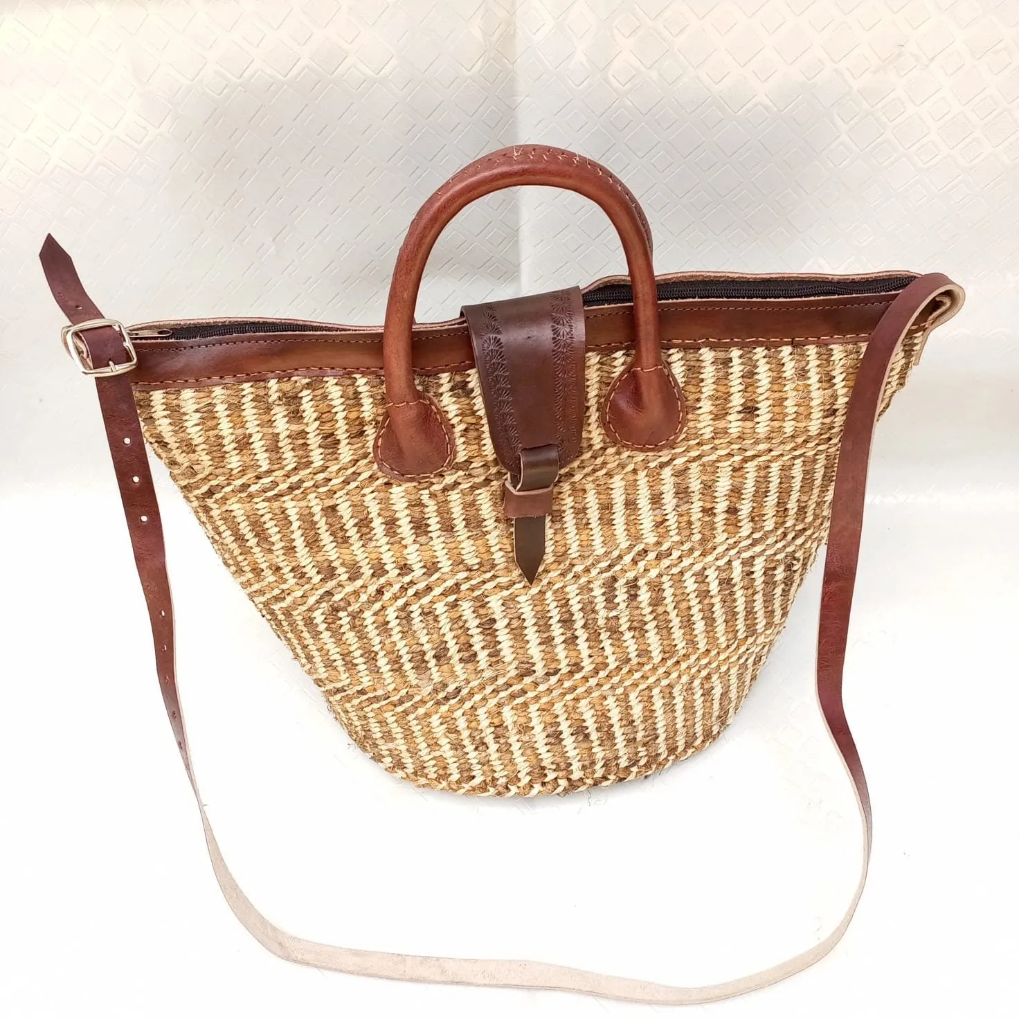 Handmade Woven Sisal Sling Bag - Boho Eco-Friendly Crossbody Bag | Sustainable Natural Fiber Purse | African Artisan Handcrafted Bag